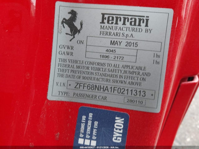 2015 FERRARI 458 SPIDER ZFF68NHA1F0211313 Photo 8