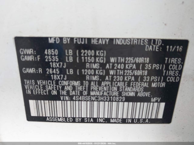 2017 SUBARU OUTBACK 4S4BSENC3H3310829 Photo 8