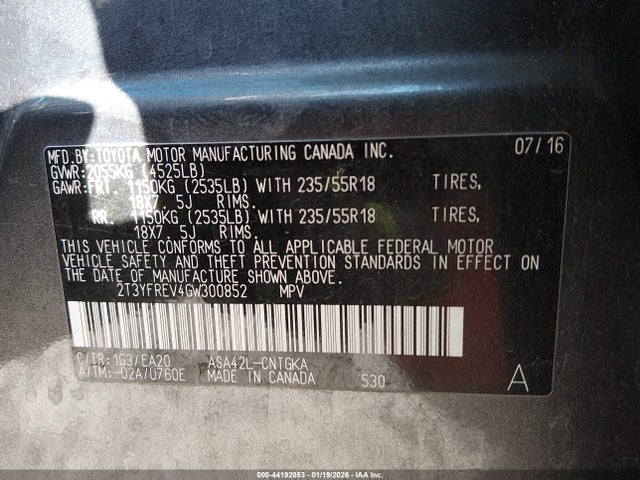 Toyota Rav4 Limited 2016 2T3YFREV4GW300852 Image 9