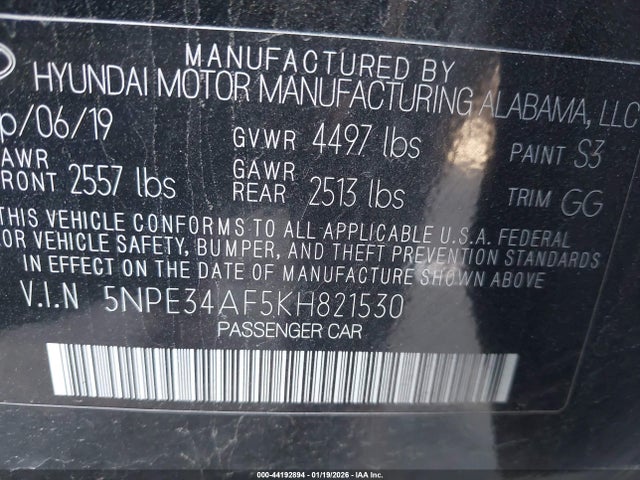 Hyundai SONATA SEL 2019 5NPE34AF5KH821530 Image 9