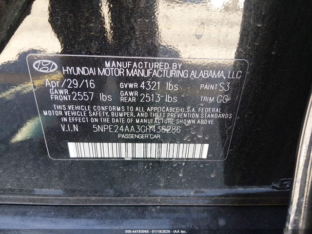 5NPE24AA3GH436286 Hyundai SONATA ECO