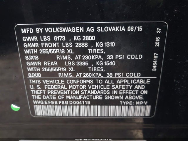 WVGEF9BP8GD004119 Volkswagen Touareg Vr6 Sport