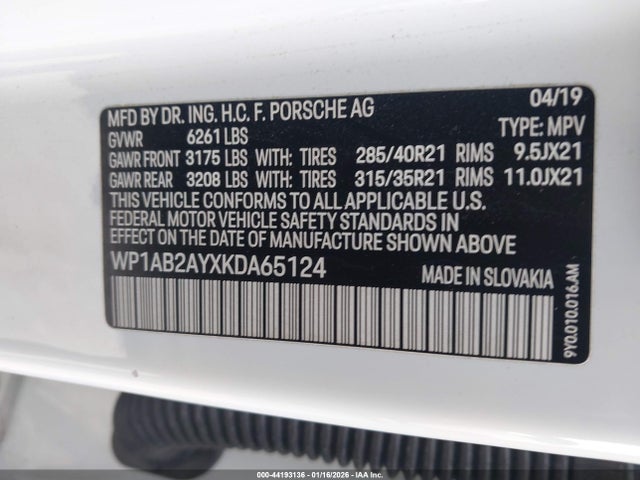 2019 PORSCHE CAYENNE WP1AB2AYXKDA65124 Photo 8