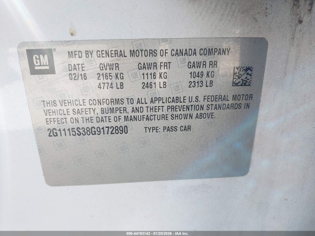 2G1115S38G9172890 Chevrolet Impala 2lt