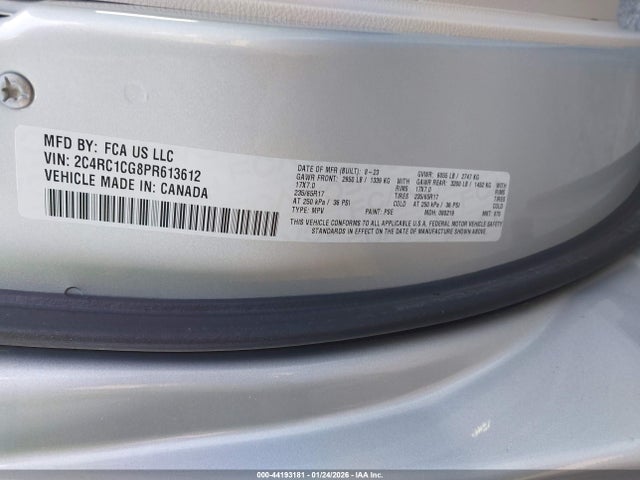 2023 Chrysler Voyager Lx მანქანა იყიდება აუქციონზე, vin: 2C4RC1CG8PR613612, აუქციონის ნომერი: 44193181