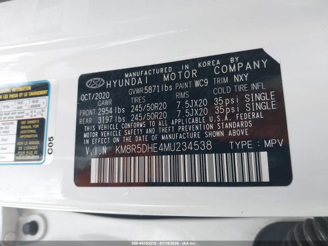 KM8R5DHE4MU234538 Hyundai Palisade Limited