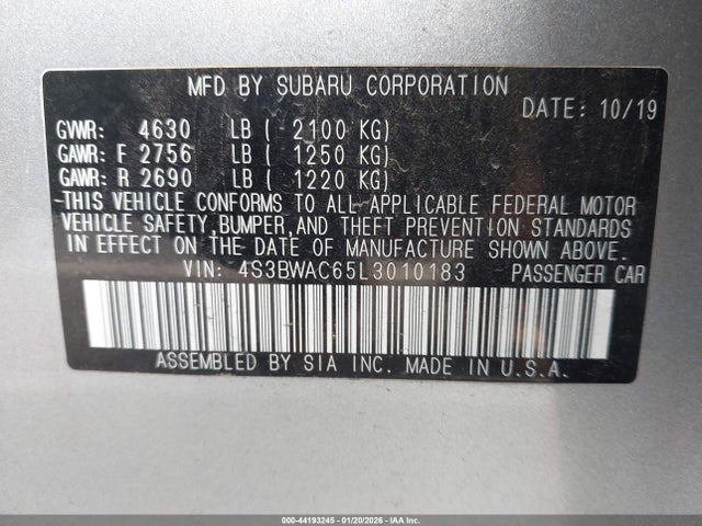 4S3BWAC65L3010183 Subaru Legacy Premium
