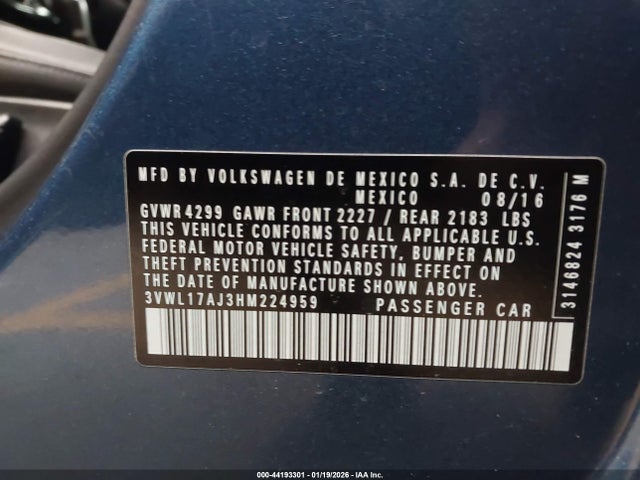 Volkswagen Jetta 1.8t Sel 2017 3VWL17AJ3HM224959 Image 9