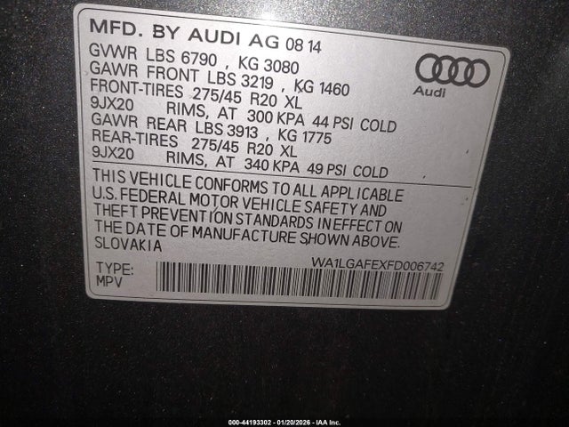 2015 AUDI Q7 WA1LGAFEXFD006742 Photo 8