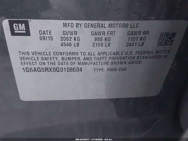 Продаж на аукціоні авто 2016 Cadillac Ats Standard, vin: 1G6AG5RX8G0108604, номер лоту: 44193377