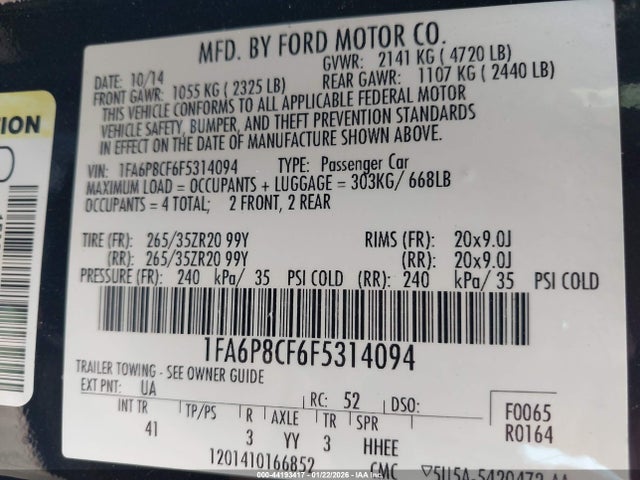 2015 FORD MUSTANG 1FA6P8CF6F5314094 Photo 8