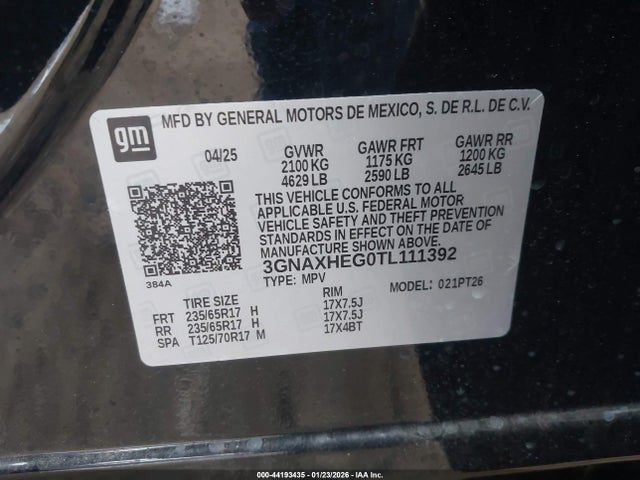 3GNAXHEG0TL111392 Chevrolet Equinox Fwd Lt