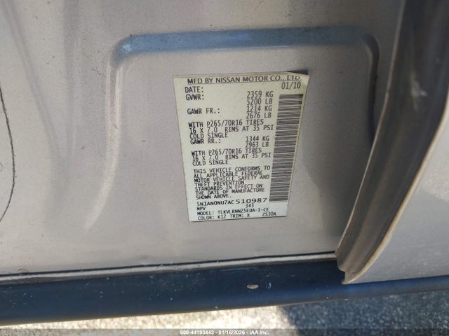 2010 NISSAN XTERRA 5N1AN0NU7AC510987 Photo 8