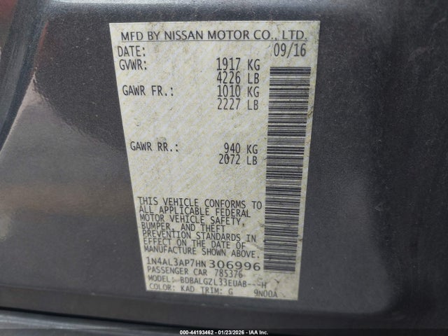 1N4AL3AP7HN306996 Nissan Altima 2.5 S