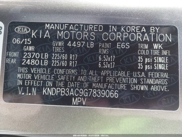 KNDPB3AC9G7839066 KIA Sportage Lx