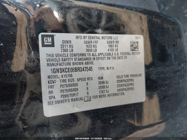 2011 CHEVROLET TAHOE 1GNSKCE06BR347545 Photo 8