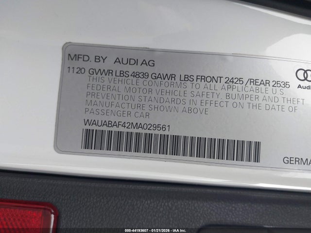 WAUABAF42MA029561 Audi A4 Premium 40 Tfsi Quattro S Tronic