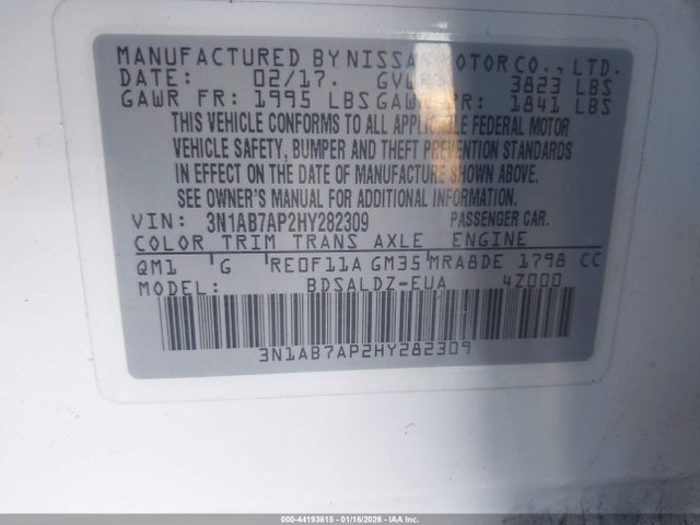 3N1AB7AP2HY282309 Nissan SENTRA SV