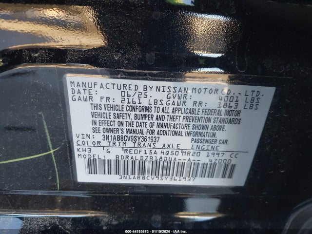 3N1AB8CV9SY361937 Nissan SENTRA SV
