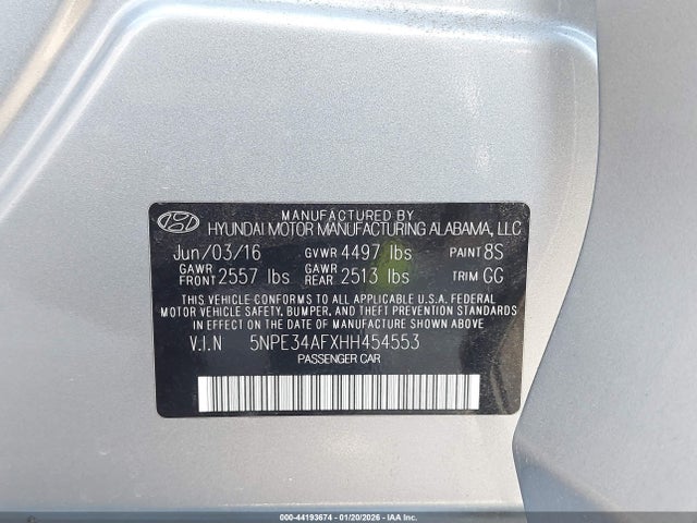 5NPE34AFXHH454553 Hyundai Sonata Limited