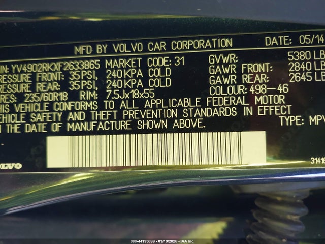 2015 VOLVO XC60 YV4902RKXF2633865 Photo 8