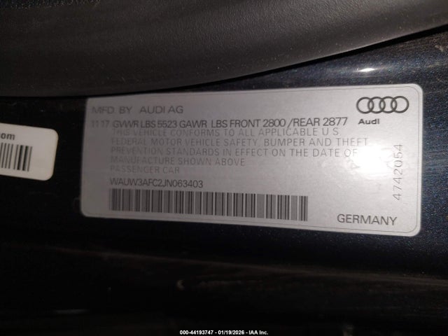 WAUW3AFC2JN063403 Audi A7 3.0t Premium Plus