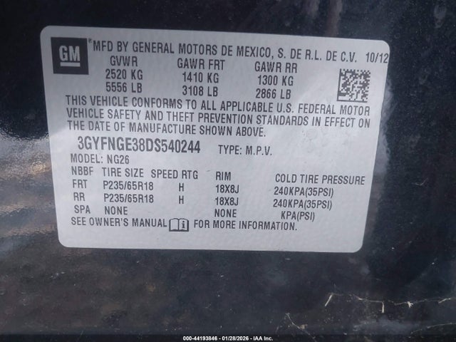 2013 CADILLAC SRX 3GYFNGE38DS540244 Photo 8