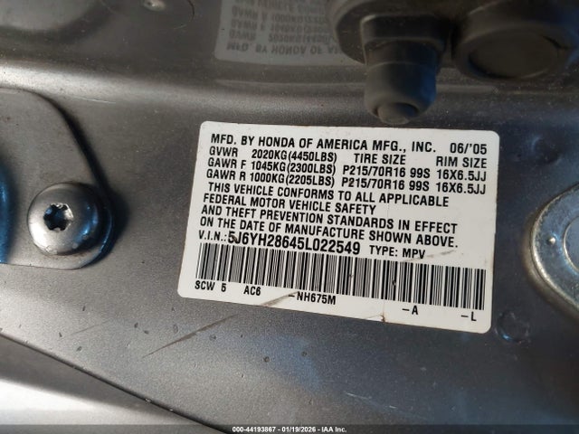 2005 HONDA ELEMENT 5J6YH28645L022549 Photo 8