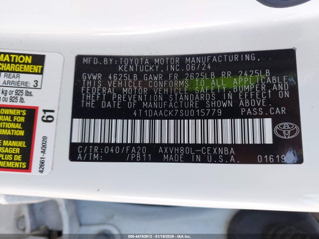 4T1DAACK7SU015779 Toyota CAMRY LE