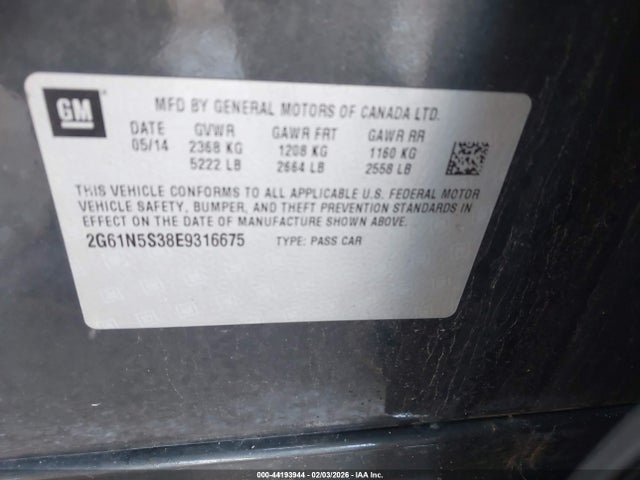 2014 CADILLAC XTS 2G61N5S38E9316675 Photo 8