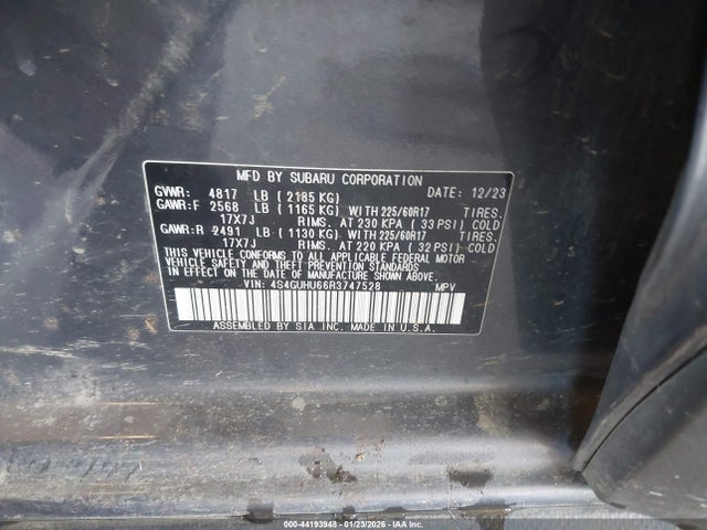 4S4GUHU66R3747528 Subaru Crosstrek Wilderness