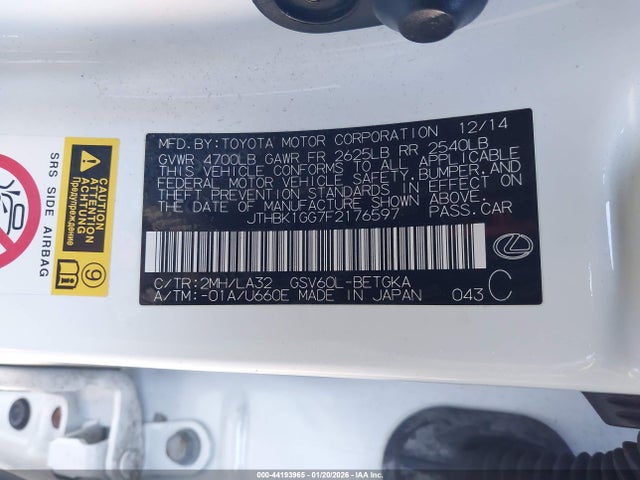 Lexus Es 350 Crafted Line 2015 JTHBK1GG7F2176597 Image 9