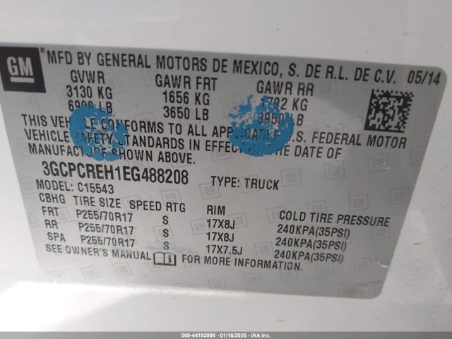 3GCPCREH1EG488208 Chevrolet Silverado 1500 1lt