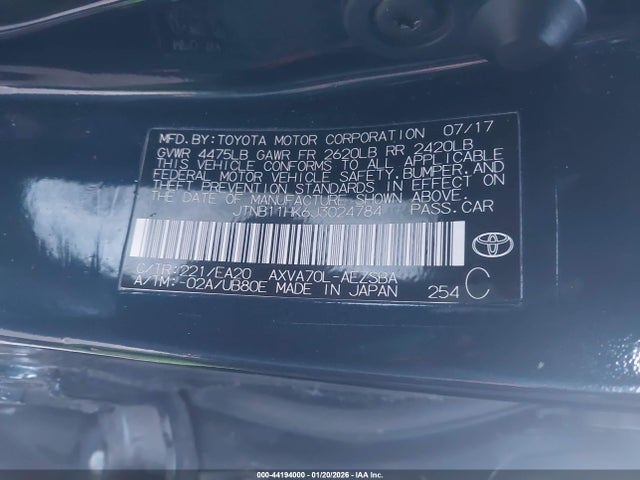 JTNB11HK6J3024784 Toyota CAMRY SE