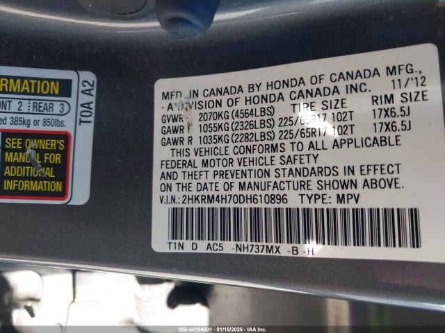 2013 HONDA CR-V 2HKRM4H70DH610896 Photo 8