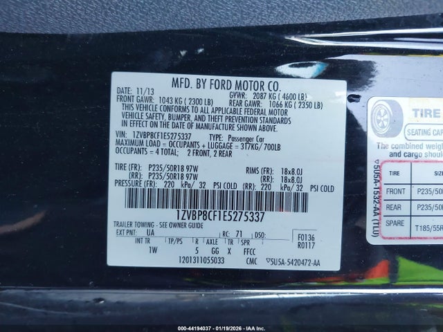 1ZVBP8CF1E5275337 Ford MUSTANG GT
