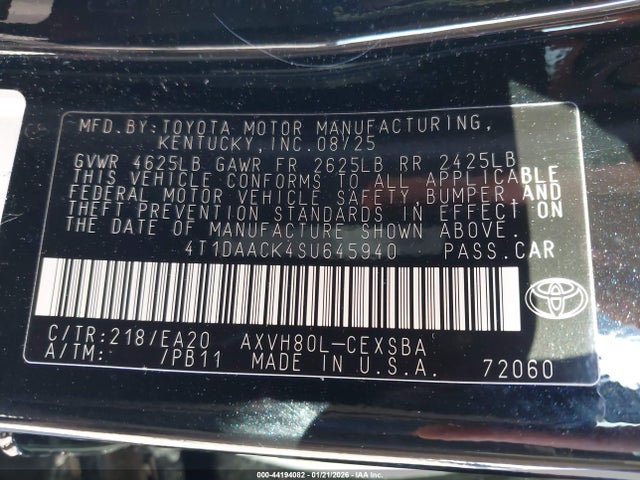 Toyota CAMRY SE 2025 4T1DAACK4SU645940 Image 9