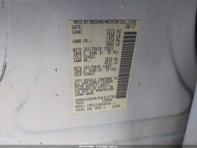 1N6AA1E62HN565270 Nissan TITAN SV