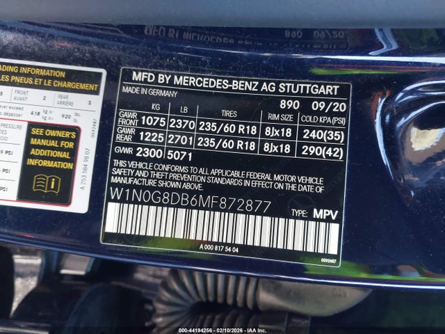 W1N0G8DB6MF872877 Mercedes-Benz Glc 300 Suv
