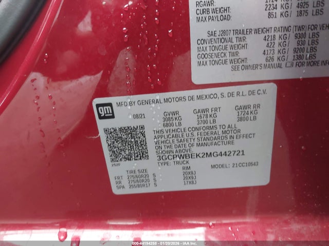 3GCPWBEK2MG442721 Chevrolet Silverado 1500 2wd Short Bed Custom