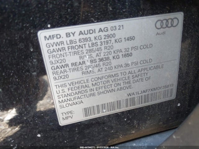 2021 AUDI Q7 WA1LJAF7XMD035819 Photo 8