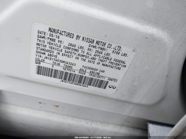 Aukcja sprzedaży 2016 Infiniti Q50 3.0t Premium, vin: JN1EV7AR3GM343243, numer aukcji: 44194293