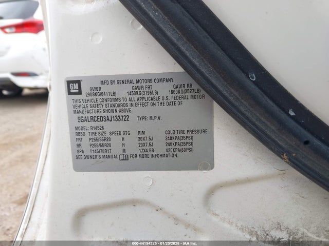 Aukcja sprzedaży 2010 Buick Enclave 2xl, vin: 5GALRCED3AJ133722, numer aukcji: 44194325