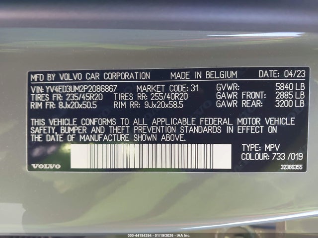 2023 VOLVO XC40 RECHARGE PURE ELECTRIC YV4ED3UM2P2086867 Photo 8