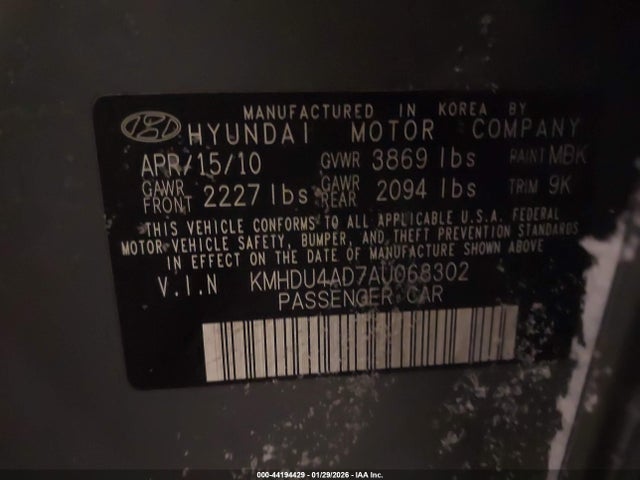 2010 HYUNDAI ELANTRA KMHDU4AD7AU068302 Photo 8