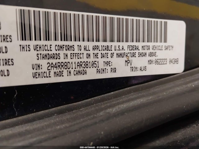 44194448 :رقم المزاد ، 2A4RR8D11AR381051 vin ، 2010 Chrysler Town & Country Touring Plus مزاد بيع