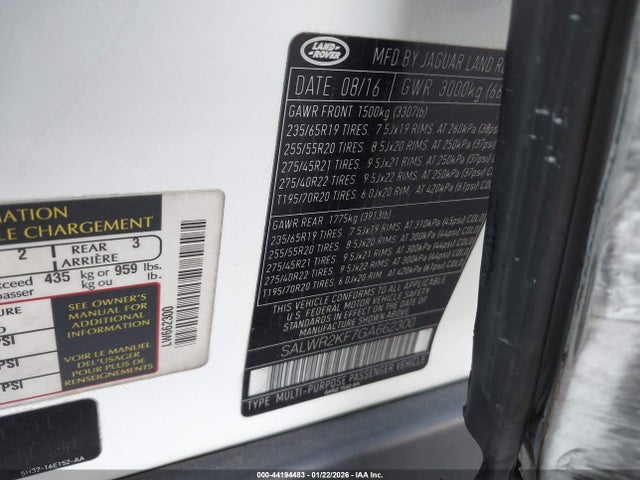 SALWR2KF7GA662300 Land Rover Range Rover Sport 3.0l V6 Turbocharged Diesel Hse Td6