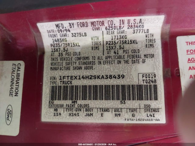 1995 FORD F150 1FTEX14H2SKA38439 Photo 8