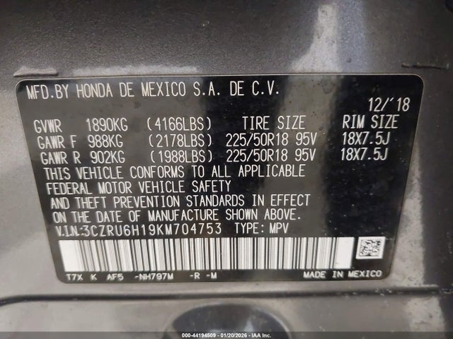 3CZRU6H19KM704753 Honda HR-V SPORT