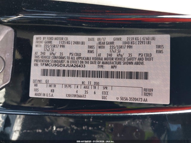 2018 FORD ESCAPE 1FMCU9GDXJUA26433 Photo 8